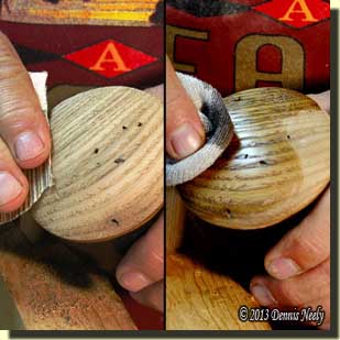 Finish sanding the chestnut plug and staining.