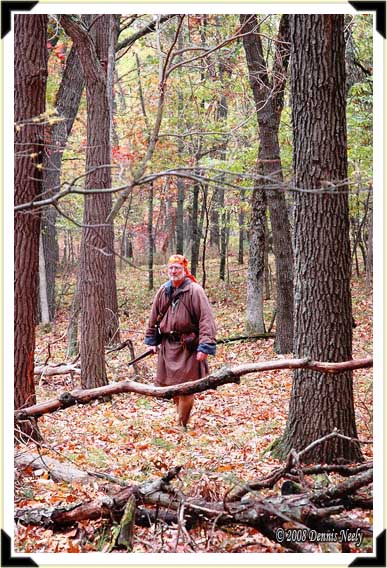 A traditional French woodsman in the forest.