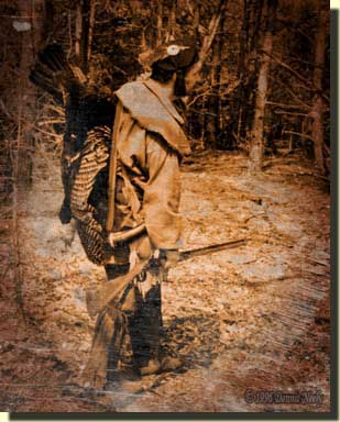 A daguerreotype of a tradition hunter's first gobbler.