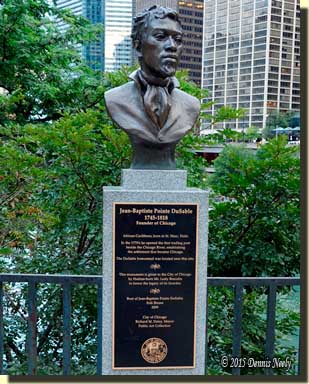 The bust of Jean Baptiste Point du Sable in Chicago.