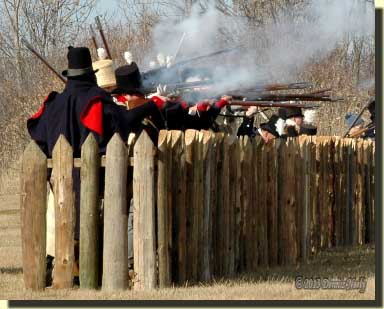 Re-enactors defending Frenchtown during the War of 1812.