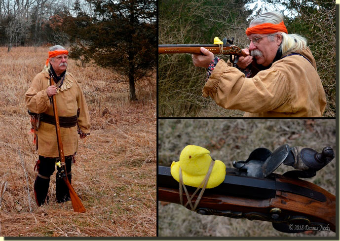 A composite image showing the "peep sight" in use.
